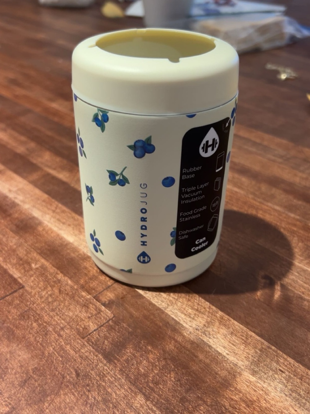 HydroJug Cream Can Cooler with Blueberry Print